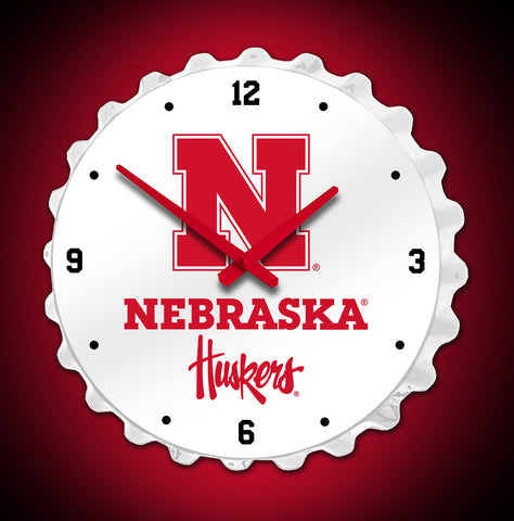 Nebraska Cornhuskers Bottle Cap Clock Primary 