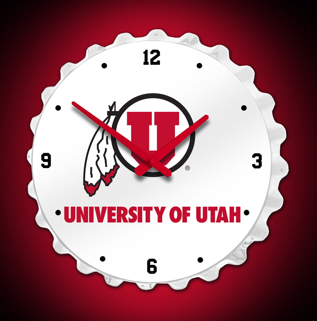 Utah Utes Bottle Cap Clock Primary 