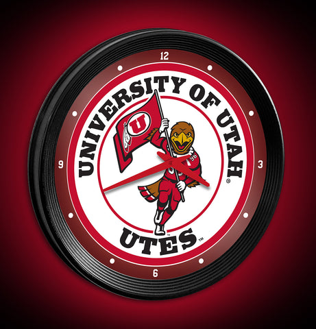 Utah Utes Ribbed Framed Wall Clock With Swoop 
